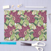 Elegant Burgundy Green Yellow Flowers en Swirl Tissuepapier (Craft)