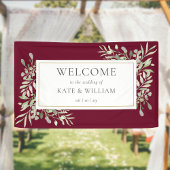 Elegant Burgundy Greenery Wedding Welkom Spandoek