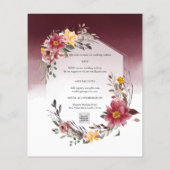 Elegant Burgundy Herfst Floral Wedding Invitation (Achterkant)