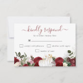 Elegant Burgundy Herfst Pumpkin Wedding RSVP Kaartje (Voorkant)