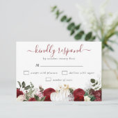 Elegant Burgundy Herfst Pumpkin Wedding RSVP Kaartje (Staand voorkant)