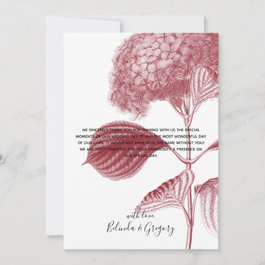 Elegant Burgundy Hydrangea Weddenschap Hartelijk d Bedankkaart (Voorkant)