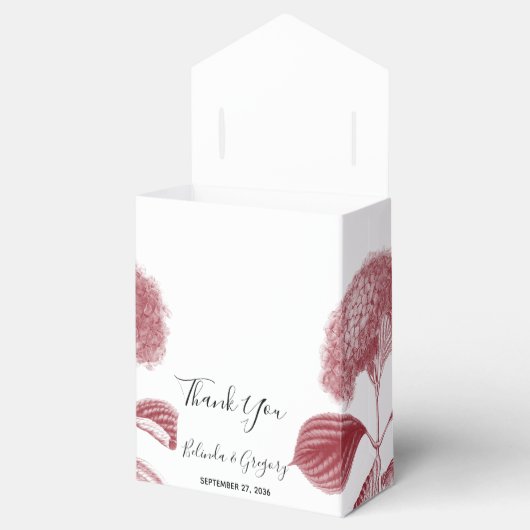 Elegant Burgundy Hydrangea Wedding Bedankdoosjes (Geopend)
