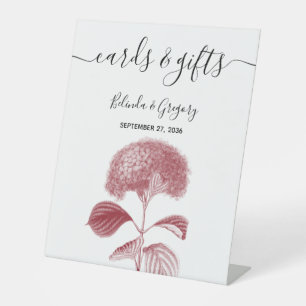 Elegant Burgundy Hydrangea Wedding Cards & Gifts Reclamebord Met Voetstuk