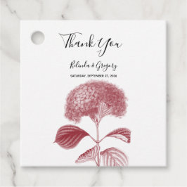 Elegant Burgundy Hydrangea Wedding Gift Bedankjes Labels