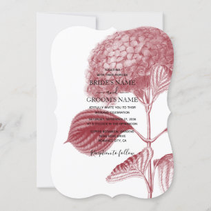 Elegant Burgundy Hydrangea Wedding Invitting Kaart