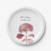 Elegant Burgundy Hydrangea Wedding Papieren Bordje (Voorkant)