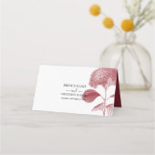 Elegant Burgundy Hydrangea Wedding Place Card Plaatskaartje (Achterkant)