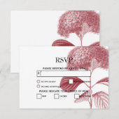 Elegant Burgundy Hydrangea Wedding RSVP Kaarten Kaartje (Voorkant / Achterkant)