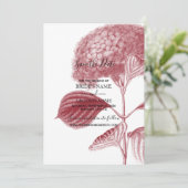Elegant Burgundy Hydrangea Wedding Save The Date (Staand voorkant)