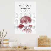 Elegant Burgundy Hydrangea Wedding Seding Chart Poster (Keuken)