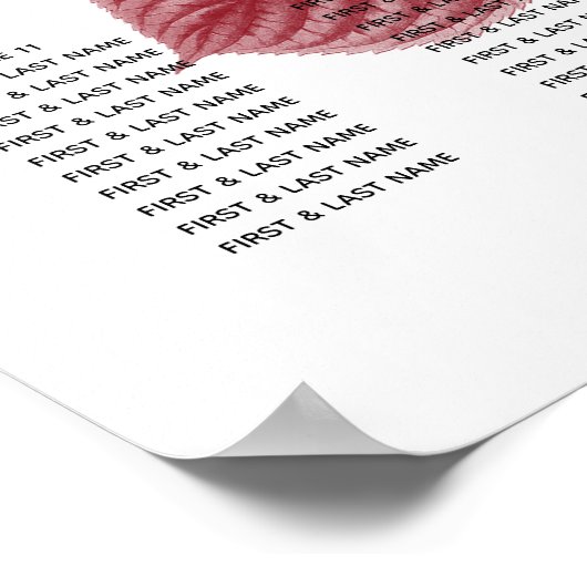 Elegant Burgundy Hydrangea Wedding Seding Chart Poster (Hoek)