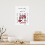Elegant Burgundy Hydrangea Wedding Seding Chart Poster (Keuken)