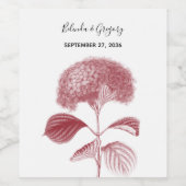 Elegant Burgundy Hydrangea Wedding Wijn Etiket (Enkel label)