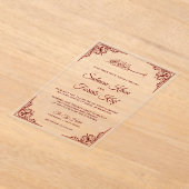 Elegant Burgundy Islamic Muslim Wedding Acryl Uitnodigingen (Laagn)