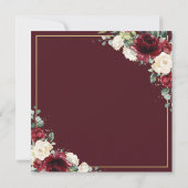 Elegant Burgundy Ivory Floral Gold Wedding Square Kaart (Achterkant)