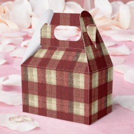 Elegant Burgundy Ivory Rust Red Plaid Pattern Bedankdoosjes