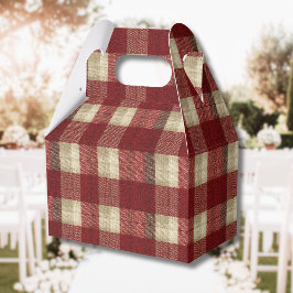 Elegant Burgundy Ivory Rust Red Plaid Pattern Bedankdoosjes