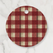 Elegant Burgundy Ivory Rust Red Plaid Pattern Bedankjes Labels (Achterkant)