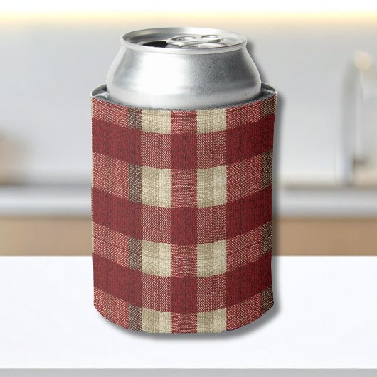 Elegant Burgundy Ivory Rust Red Plaid Pattern Blikjeskoeler