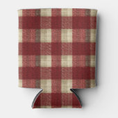 Elegant Burgundy Ivory Rust Red Plaid Pattern Blikjeskoeler (Voorkant)