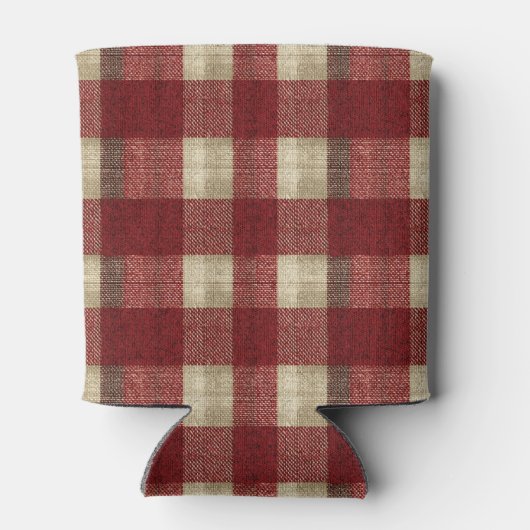 Elegant Burgundy Ivory Rust Red Plaid Pattern Blikjeskoeler (Achterkant)
