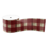 Elegant Burgundy Ivory Rust Red Plaid Pattern Grosgrain Lint (Spoel)