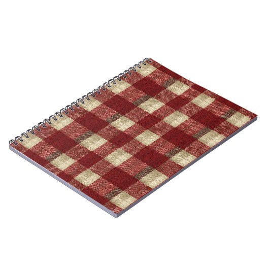 Elegant Burgundy Ivory Rust Red Plaid Pattern Notitieboek (Linkerzijde)