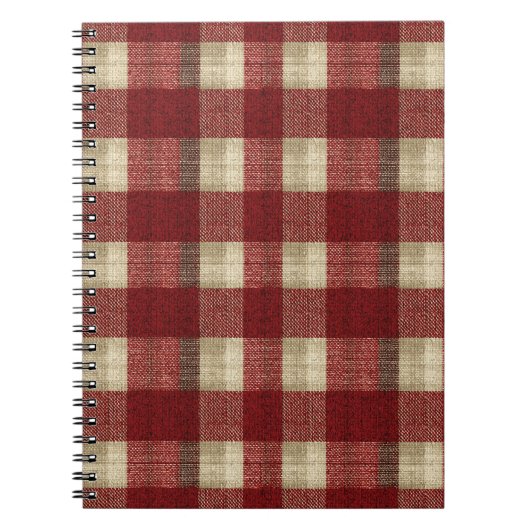 Elegant Burgundy Ivory Rust Red Plaid Pattern Notitieboek (Voorkant)