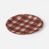 Elegant Burgundy Ivory Rust Red Plaid Pattern Papieren Bordje (Gekanteld)