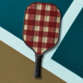 Elegant Burgundy Ivory Rust Red Plaid Pattern Pickleball Paddle