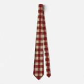 Elegant Burgundy Ivory Rust Red Plaid Pattern Stropdas (Voorkant)