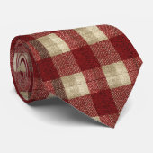 Elegant Burgundy Ivory Rust Red Plaid Pattern Stropdas (Opgerold)