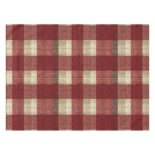 Elegant Burgundy Ivory Rust Red Plaid Pattern Tafelkleed (Voorkant (Horizontaal))