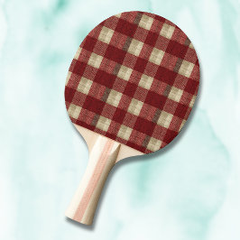 Elegant Burgundy Ivory Rust Red Plaid Pattern Tafeltennisbatje