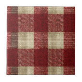 Elegant Burgundy Ivory Rust Red Plaid Pattern Tegeltje (Voorkant)