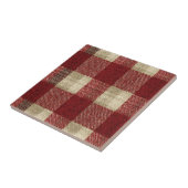 Elegant Burgundy Ivory Rust Red Plaid Pattern Tegeltje (Zijkant)