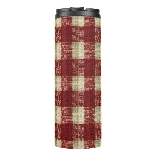 Elegant Burgundy Ivory Rust Red Plaid Pattern Thermosbeker (Achterkant)