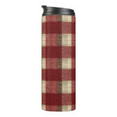 Elegant Burgundy Ivory Rust Red Plaid Pattern Thermosbeker (Geroteerd rechts)