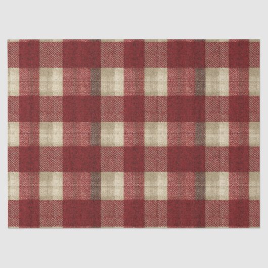 Elegant Burgundy Ivory Rust Red Plaid Pattern Tissuepapier (Voorkant)