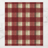 Elegant Burgundy Ivory Rust Red Plaid Pattern Wijn Etiket (Enkel label)