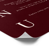 Elegant Burgundy & Ivory Wedding Bar Menu Poster (Hoek)