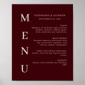 Elegant Burgundy & Ivory Wedding Bar Menu Poster (Voorkant)