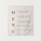 Elegant Burgundy & Ivory Wedding Bar Menu Wandkleed (Voorkant)