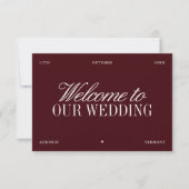 Elegant Burgundy & Ivory Wedding Welcome Card Kaart (Voorkant)