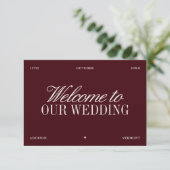 Elegant Burgundy & Ivory Wedding Welcome Card Kaart (Staand voorkant)