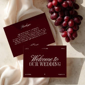 Elegant Burgundy & Ivory Wedding Welcome Card Kaart