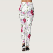 Elegant Burgundy & Lavender Floral Garden Pattern Leggings (Achterkant)