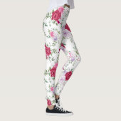 Elegant Burgundy & Lavender Floral Garden Pattern Leggings (Rechts)