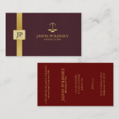 Elegant Burgundy Leather en Gold Attorney Act Visitekaartje (Voorkant / Achterkant)